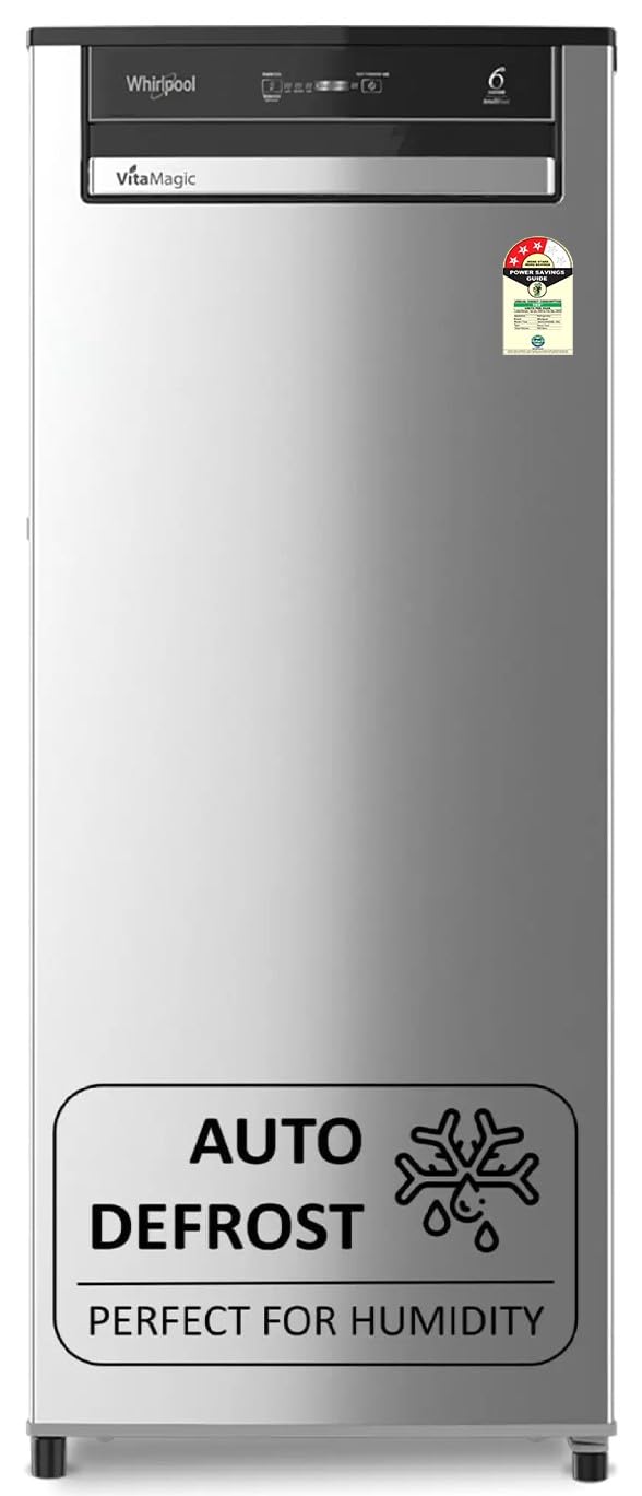Whirlpool 192 L 3 Star Vitamagic PRO Frost Free Direct-Cool Single Door Refrigerator (215 VMPRO PRM 3S RADIANT STEEL-Z Fridge, Silver, Auto Defrost Technology)