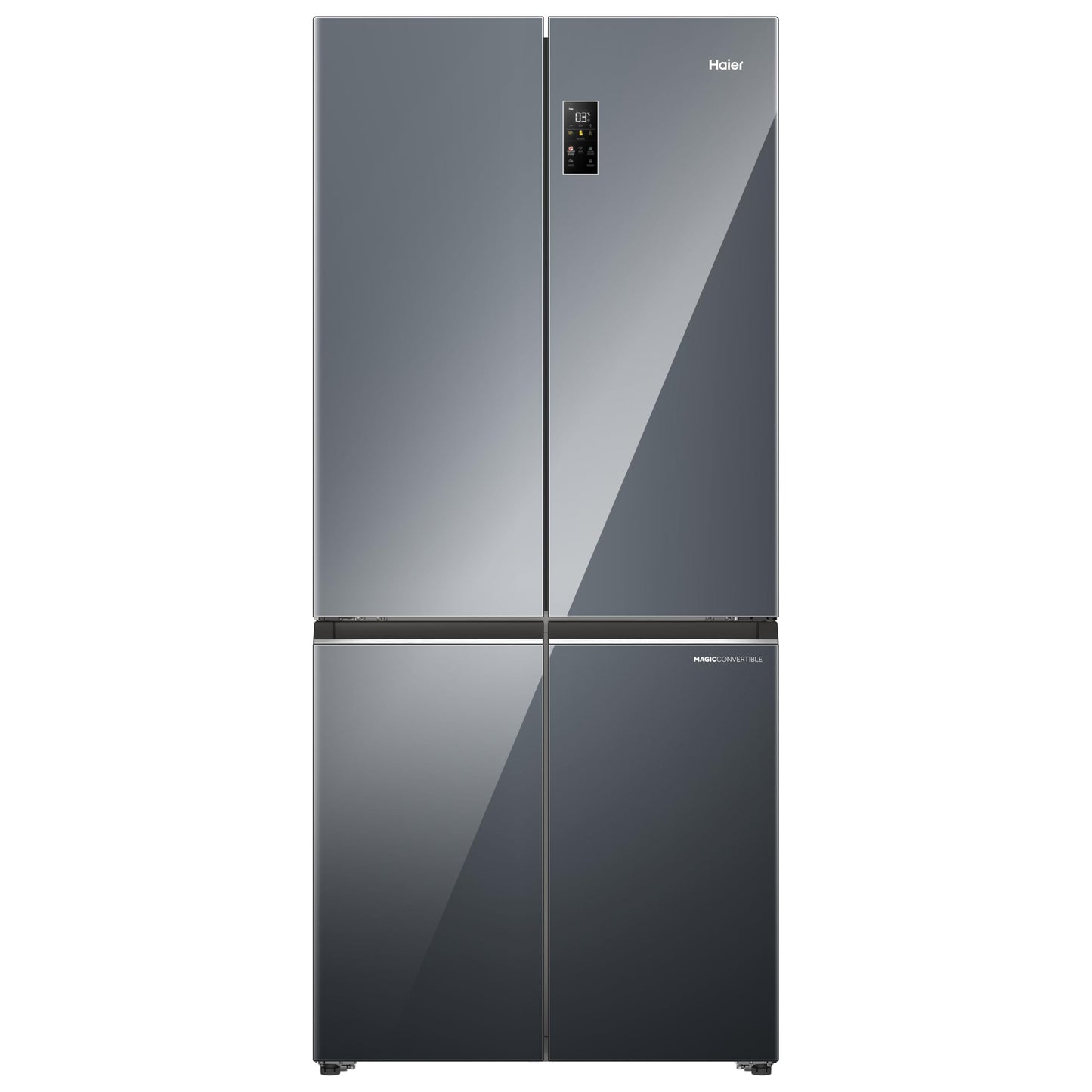 Haier 520L 3Star Lumiere 4-Door Side by Side Frost Free Refrigerator|Convertible|Smart Sense AI|Inverter|Colourful Display Panel|My zone|Sun Lit Interior (2025 Model, HRB-600MGU1, Mirror Glass)