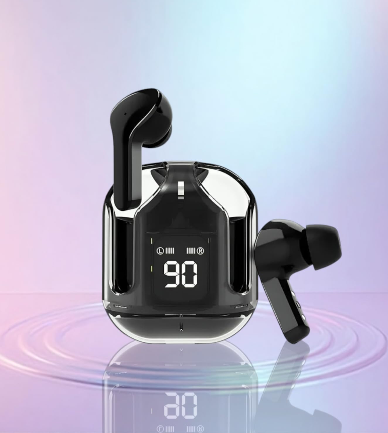 KNULL Wireless Earbuds with LED Display Case, Digital Battery Indicator (Sky Blue_1)