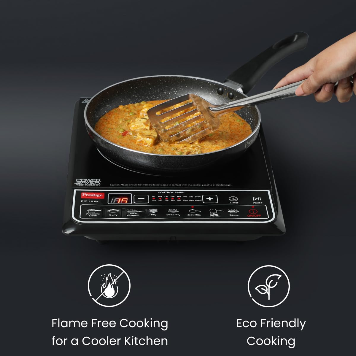 Prestige PIC 16.0 plus 2000 Watts Induction Cooktop|Indian Menu Option|Automatic power & temperature adjustment|Protection against insects|1 year warranty|Black