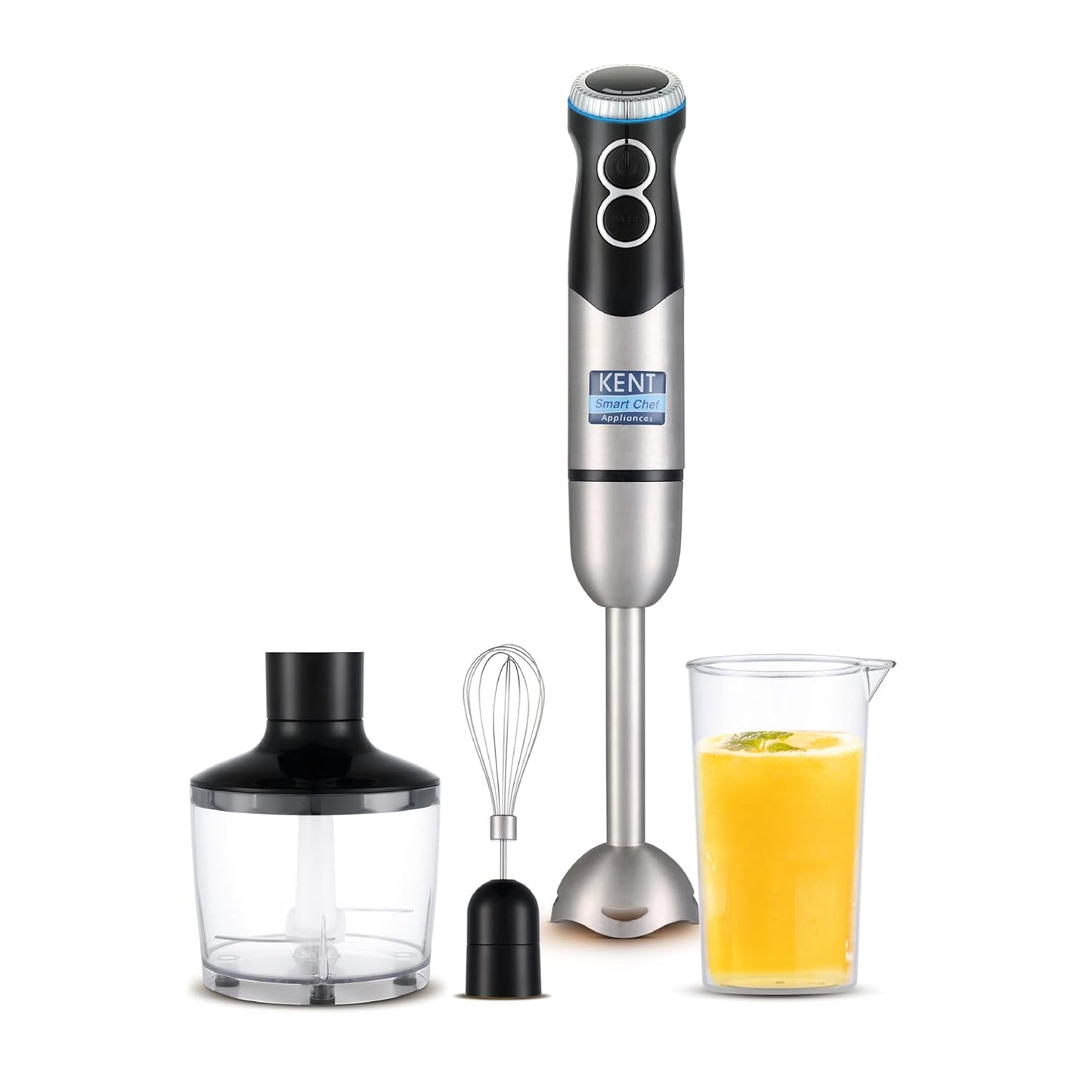 KENT Hand Blender Plus Chopper 450 W | Variable Speed Control | Turbo Switch for Fast Blending & Chopping | Hot & Cold Blending | Low Noise DC Motor | Multiple Attachments Chopper, Whisker & Jar
