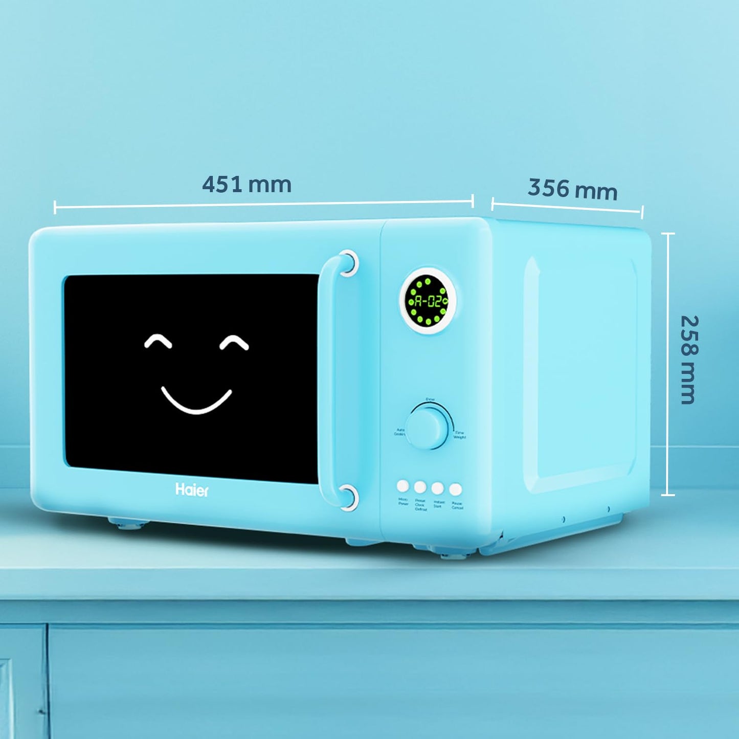 Haier Vogue 20L Blueberry Solo Microwave Oven with Auto Cook Menus I Digital Display