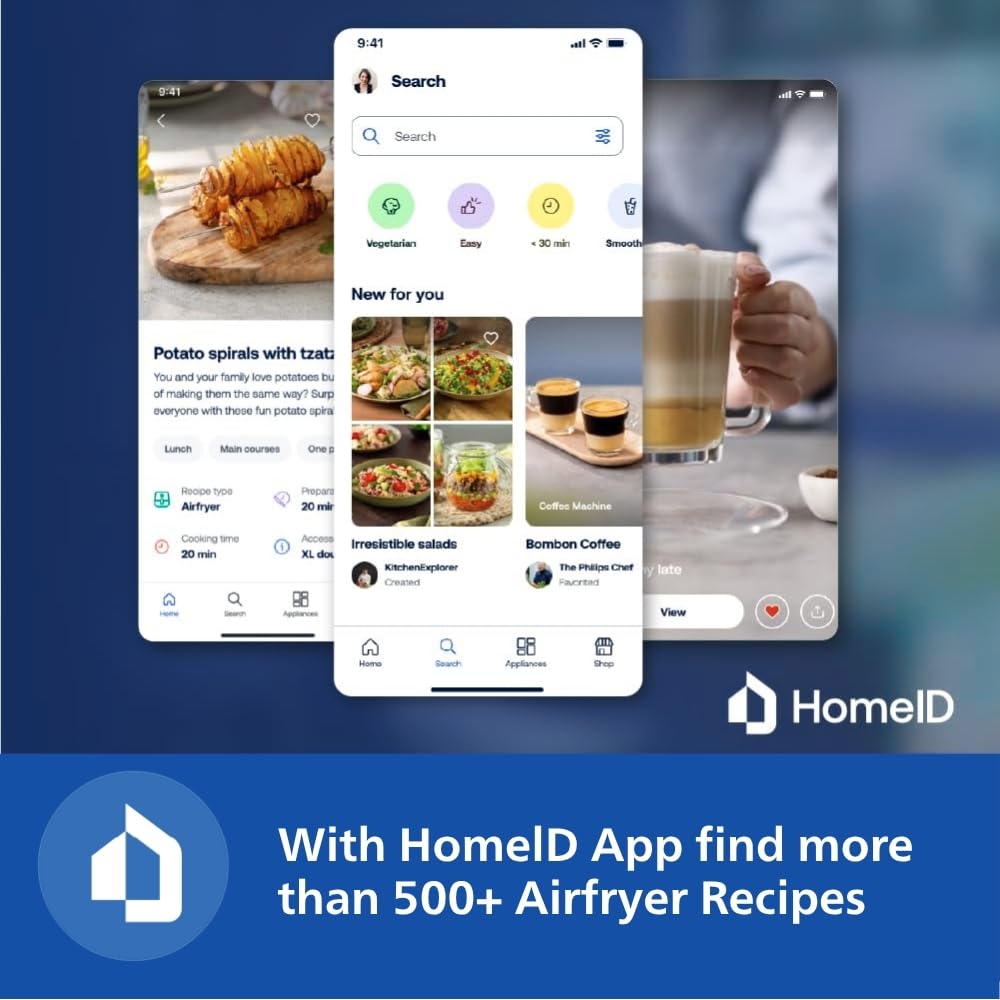 PHILIPS Digital Airfryer with Touch Panel, 4.1L, with RapidAir Technology,with additional 1 Yr Warranty by Philips, 7 Pre-set Menu (HD9252/90)(Black), Large