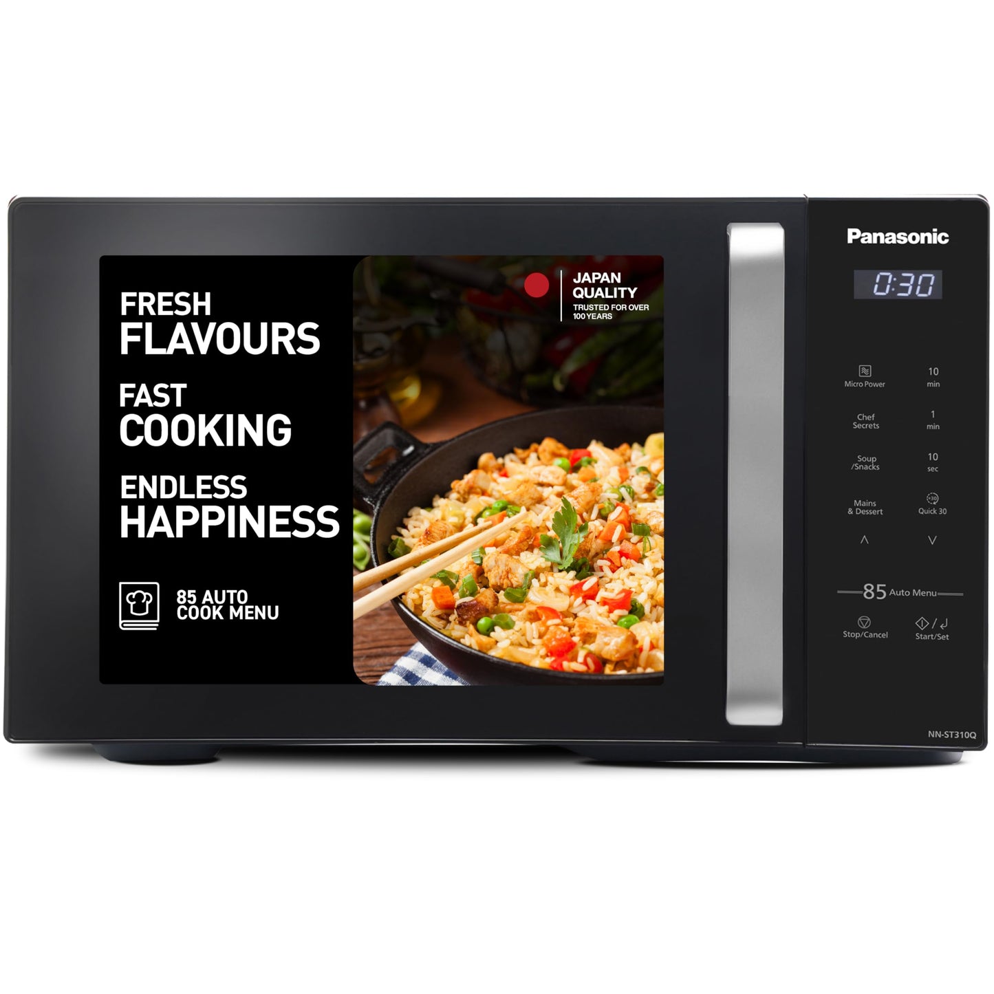 Panasonic 20L Solo Microwave Oven (NN-ST26JMFDG, Silver, 51 Auto Menus)