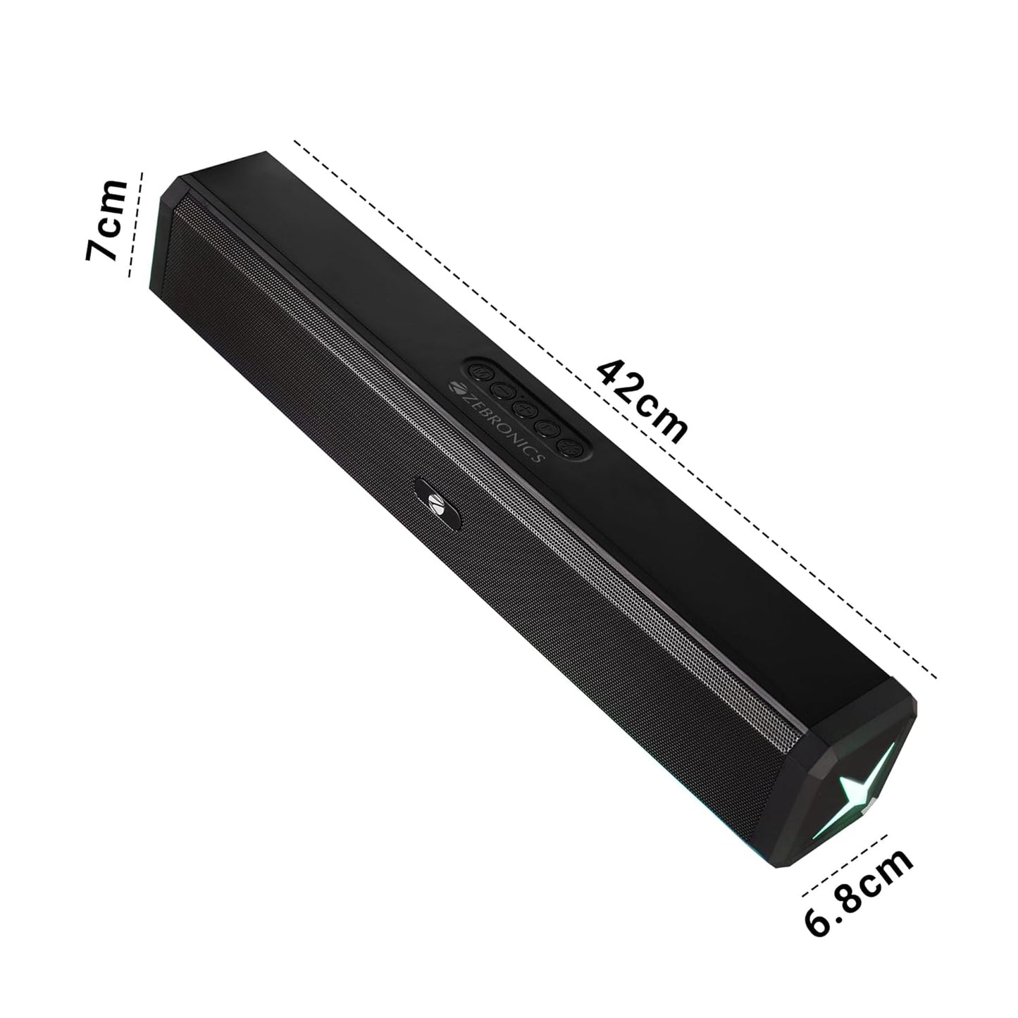 ZEBRONICS VITA BAR 150 Wireless Bluetooth Soundbar, 20W RMS, 2.0 Channel, Dual (52mm Driver & Passive Radiator), Upto 8 Hours Playback, Built in Battery, BTv5.3 | USB | mSD | AUX | | TWS, RGB LED