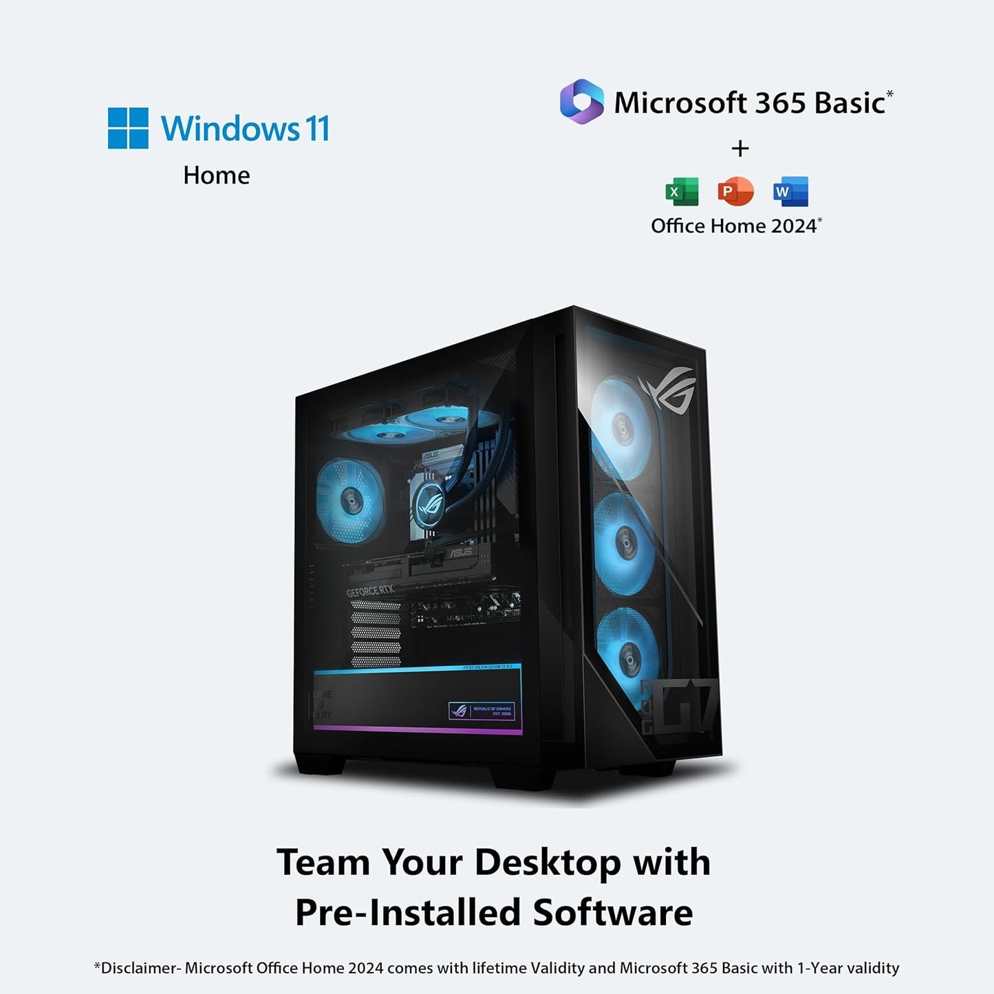 ASUS G700,Intel Core Ultra 9,Gaming Tower(GeForce RTX 5080-16GB/32GB RAM/2TB SSD/Windows 11/M365 Basic (1Year)*/Office Home 2024/with Gaming RGB Keyboard & RGB Mouse(USB)/Black/18Kg)G700TF-09285K047WS