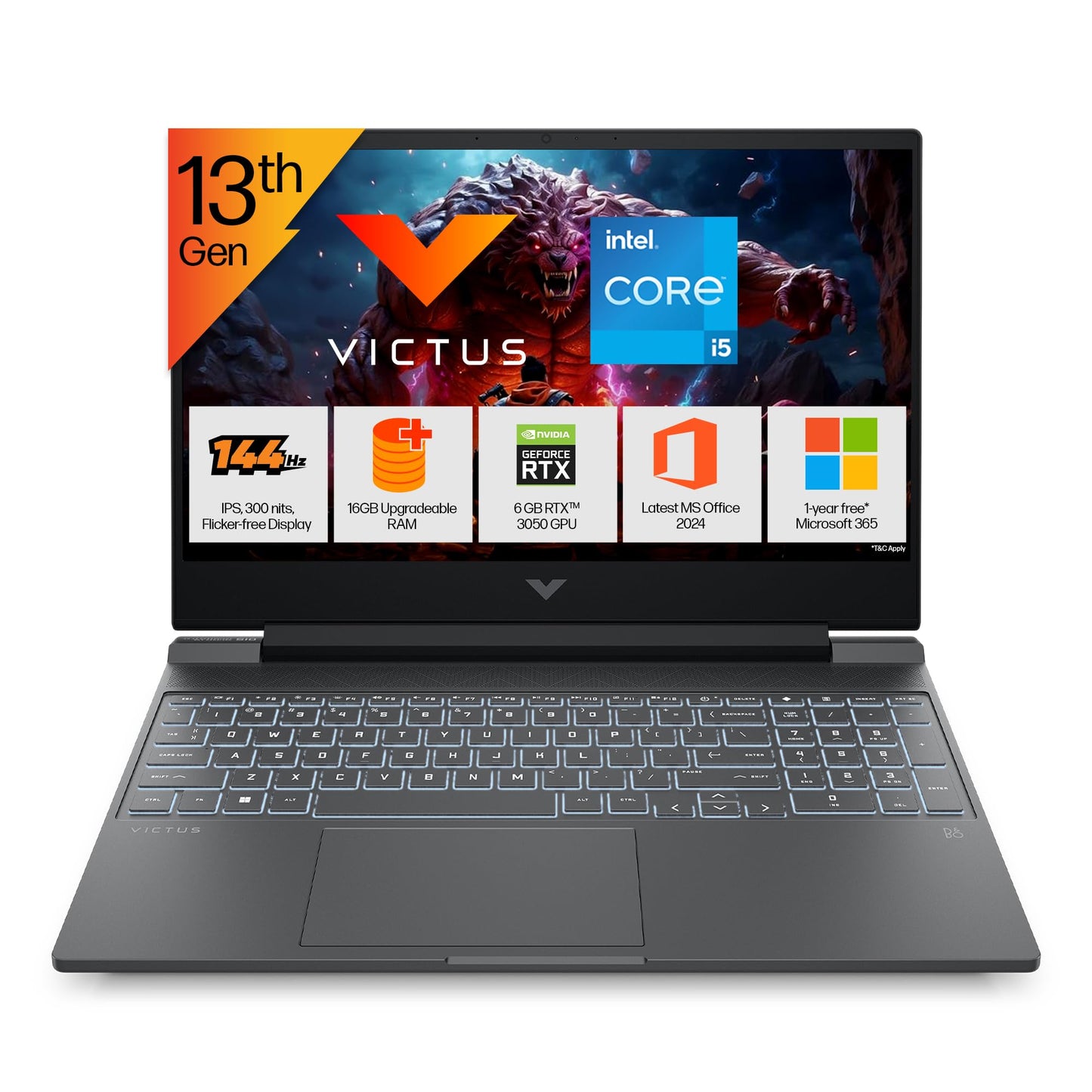 HP Smartchoice Victus, 13th Gen Intel Core i5-13420H Processor, 4GB RTX 3050, Upgrade(Upto 32GB) 16GB DDR4, 512GB SSD, FHD, 144Hz, IPS, 15.6’’/39.6cm, Win11, Office24, Blue, 2.29kg, fa2190TX Laptop