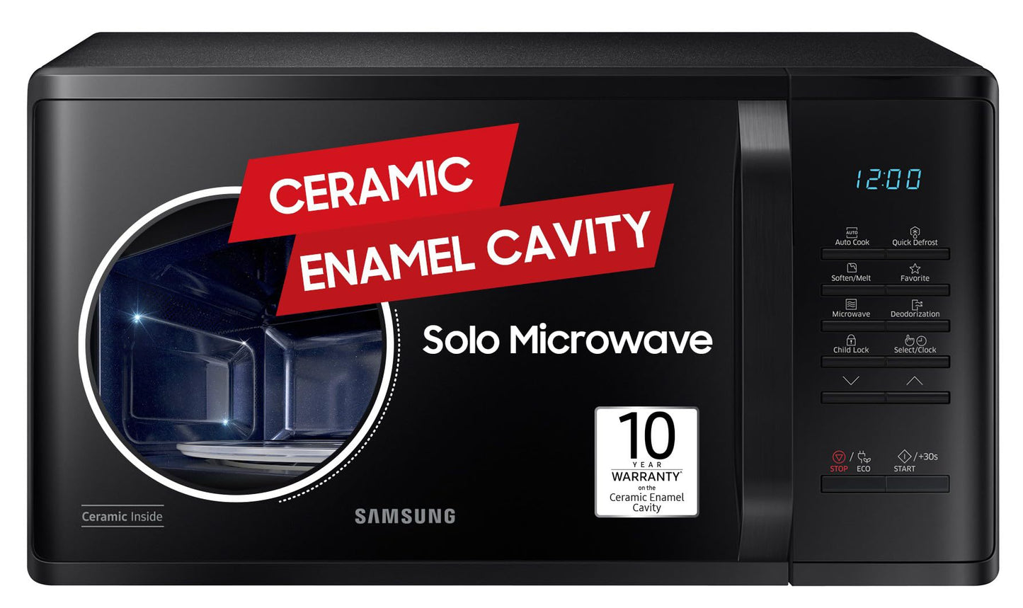 Samsung 23 L Grill Microwave Oven (MG23A3515AK/TL, Black, Various Auto Cook Programs, Keep Warm, Quick Defrost, LED Display, Ceramic Enamel Cavity, Wire Rack with 10 year warranty)