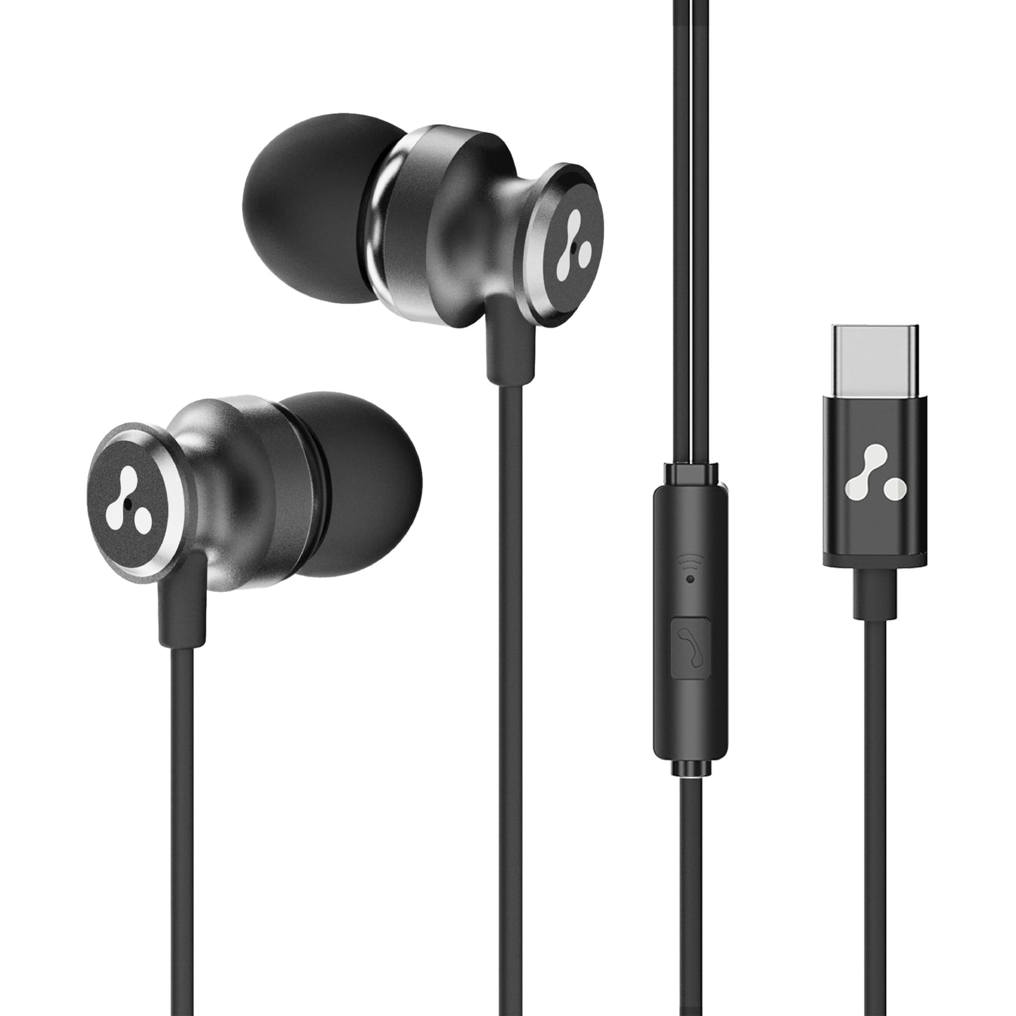 Ambrane Type-C Wired in Ear Earphones, 10Mm Bass Drivers, Inline Controls for Type C Smartphones, iPhone 15 & Laptop, 1.2M Braided Anti Tangle Wire with Mic for Clear Calling (Stringz 03, Green)