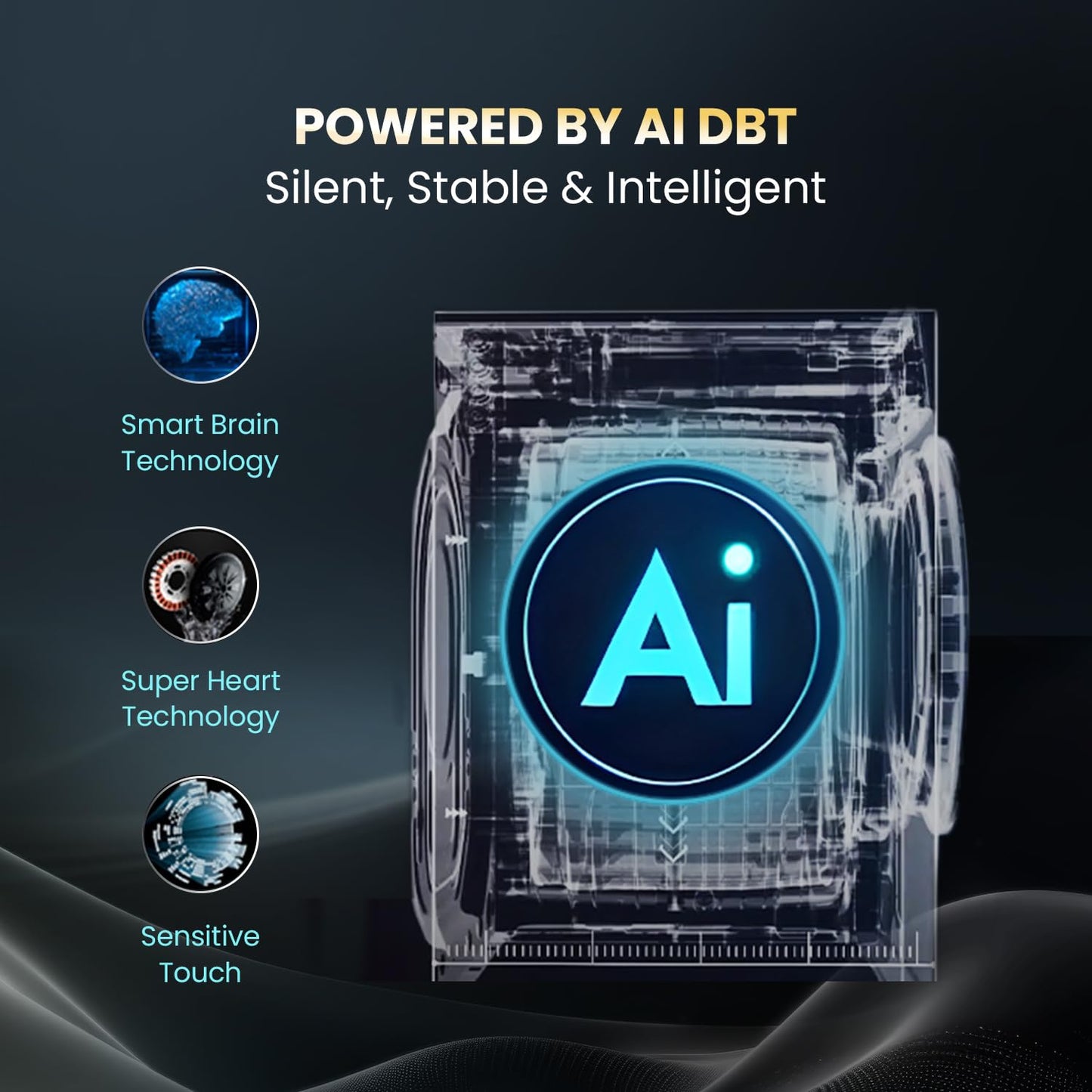 Haier 7 Kg 5 Star Powered by AI-DBT with PuriSteam, 525mm Super Drum Fully Automatic Front Load Washing Machine (HW70-IM12929BK, Inverter with In-Built Heater, Black)