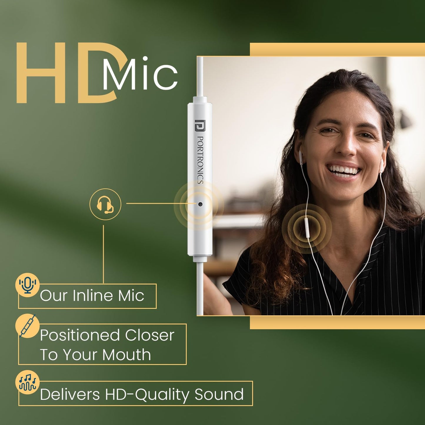 Portronics Conch Kappa C in Ear Type C Wired Earphones with In Line HD Mic, Powerful Audio, 14.2mm Dynamic Driver, Unique Earbuds Design,TPE Anti Tangle Wire,In line Controls,Wide Compatibility(White)