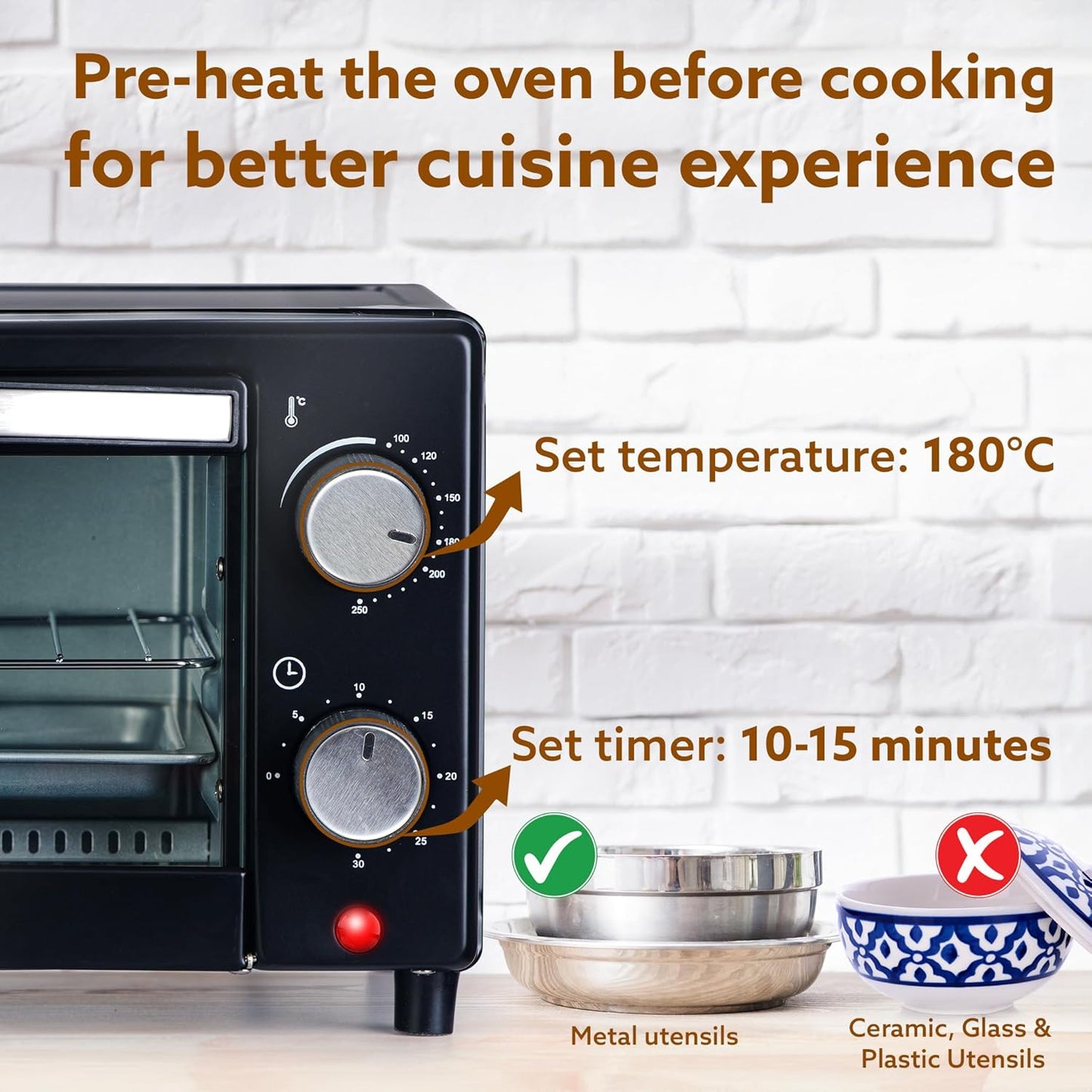 AGARO Marvel 9 Litre OTG, With Auto Shut-off, Timer Control, Heat Resistant Tempered Glass, Oven Toaster Griller for Cake Baking, Grilling, Toasting, OTG 800W (Black)