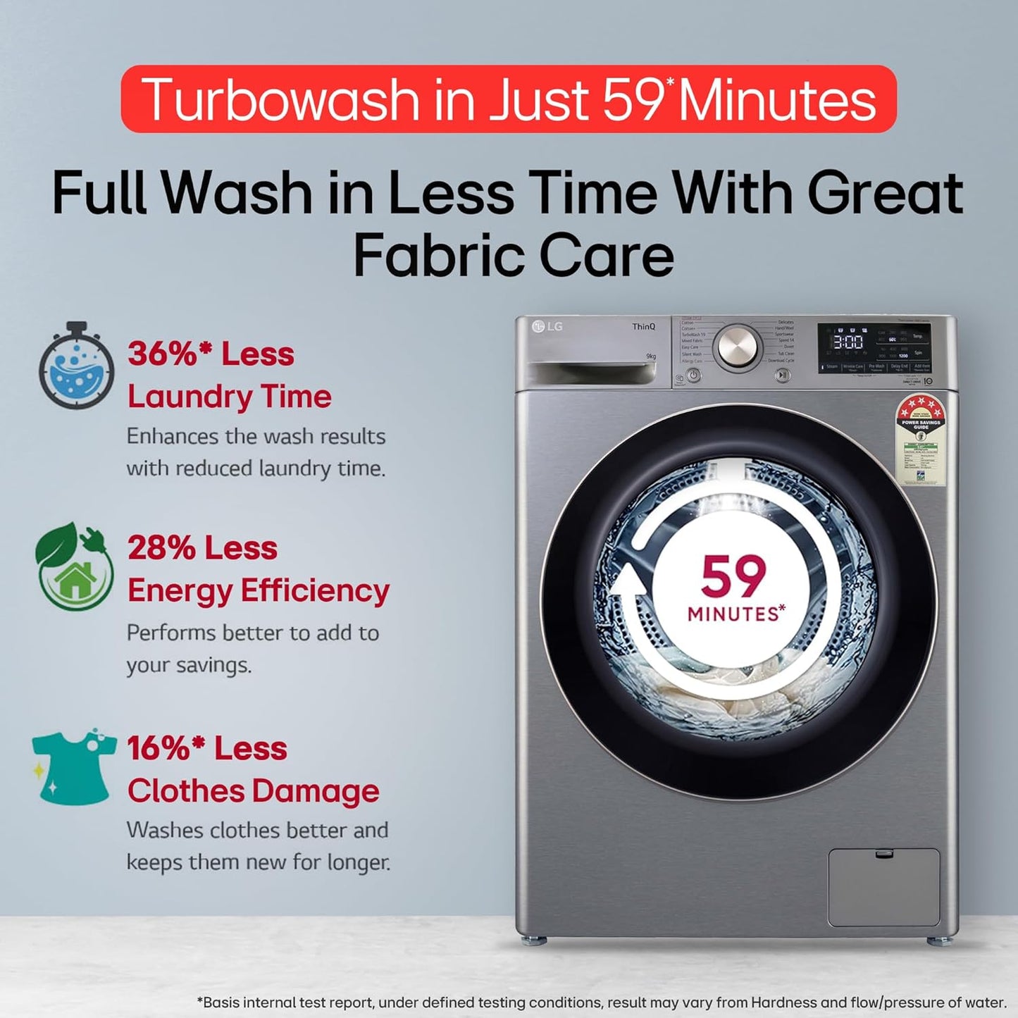 LG 9 Kg, 5 Star, AI Direct Drive Technology, Wi-Fi, Steam+ with Wrinkle Care, Fully Automatic Front-Loading Washing Machine (FHP1209Z7P, Intelligent & Convenient Fabric Care, Allergy Care, Platinum)