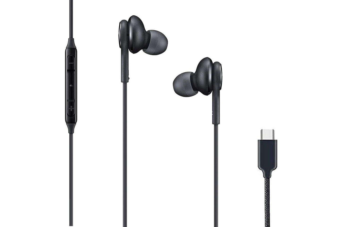 Branded Metal Type C Stereo Headphones with HD Sound Mic, in-Ear Design Super Extra Bass and Durable Brided Wired C Type Earphones, Compatible with iPhone, Android Smartphones, Tablets, (Metal Gray)