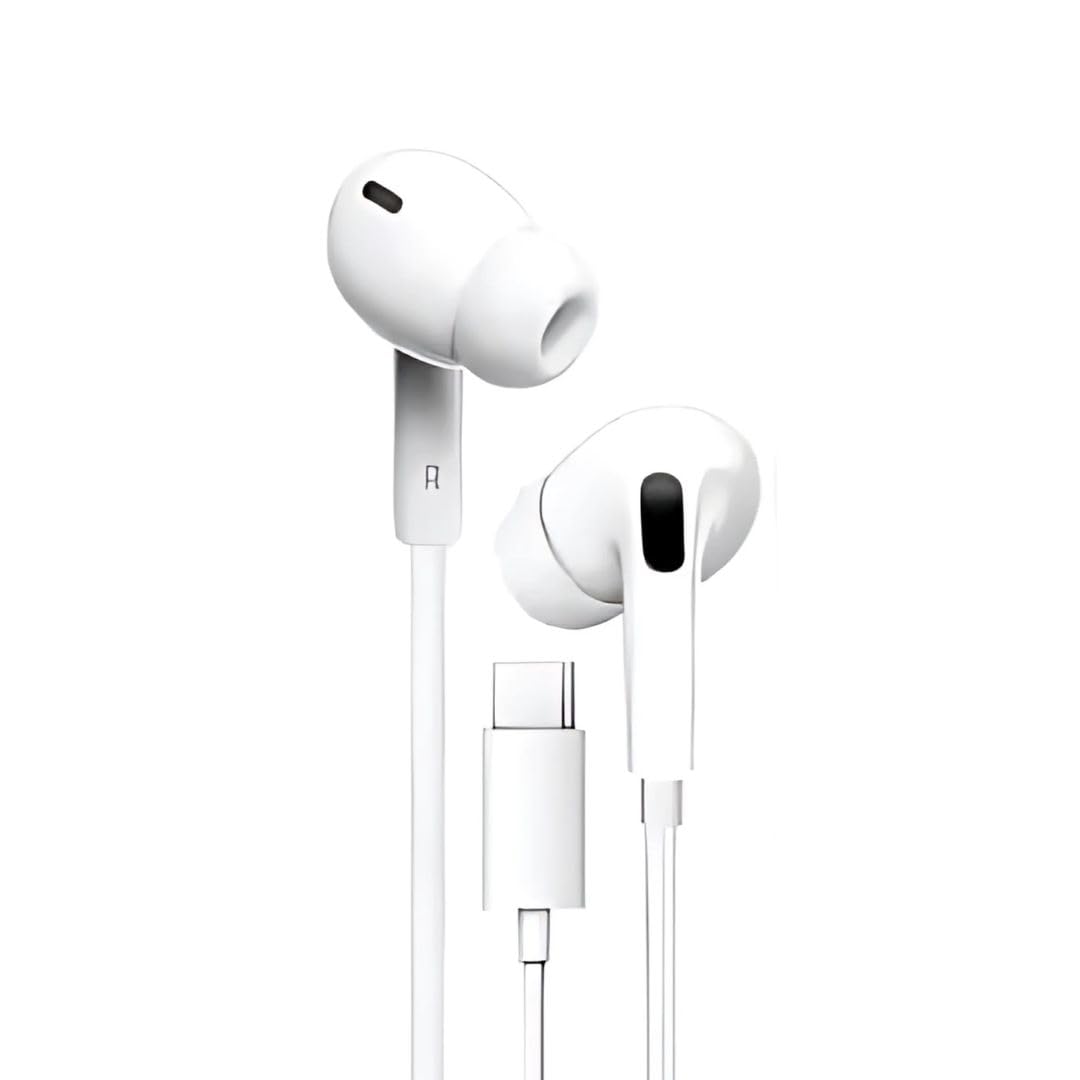 GZTouch Shot'-C PRO Type C Wired Earphone with Powerful HD Mic for Clear Sound, in-Line Volume Controller & Noise Cancellation Compatible with All Android & iOS Devices with CType Jack(White)