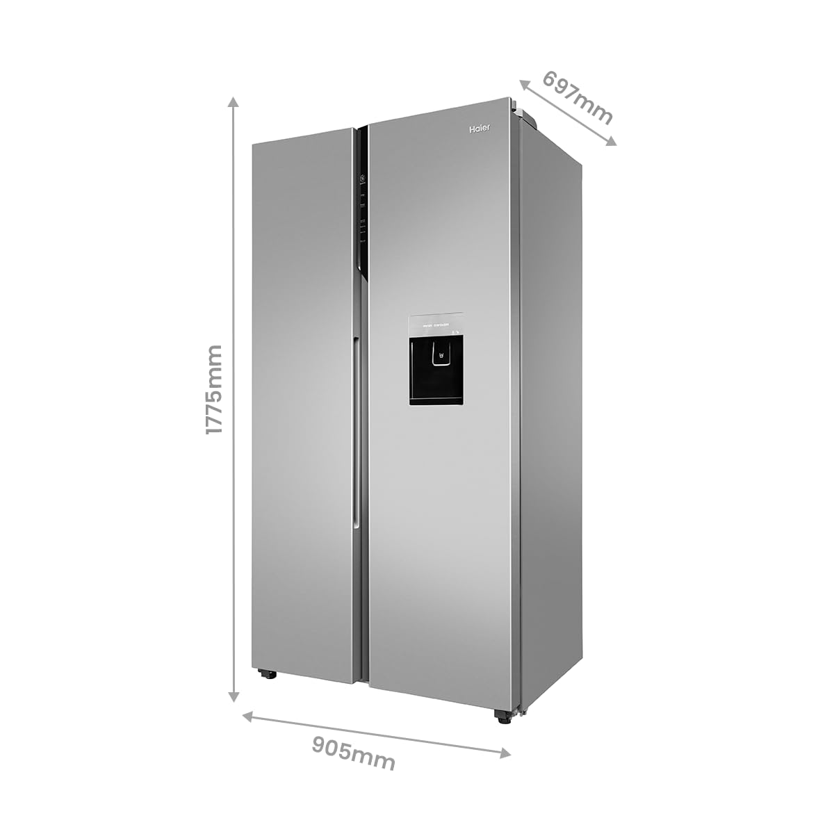 Haier 596L 2-Door Water Dispenser Side by Side Frost Free Refrigerator|Convertible|Smart Sense AI | Expert Inverter|Digital Display Panel | Deo Fresh Technology (HRS-682SWDU1, Shiny Silver)