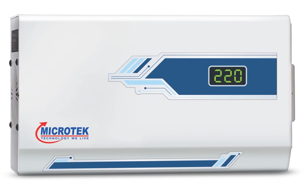Microtek Pearl EM 4160+ Digital Display Wall Mounted Automatic Voltage Stabilizer Upto 1.5 Ton AC Air Conditioner Working Power 160V - 285±5V with 3 Year Warranty