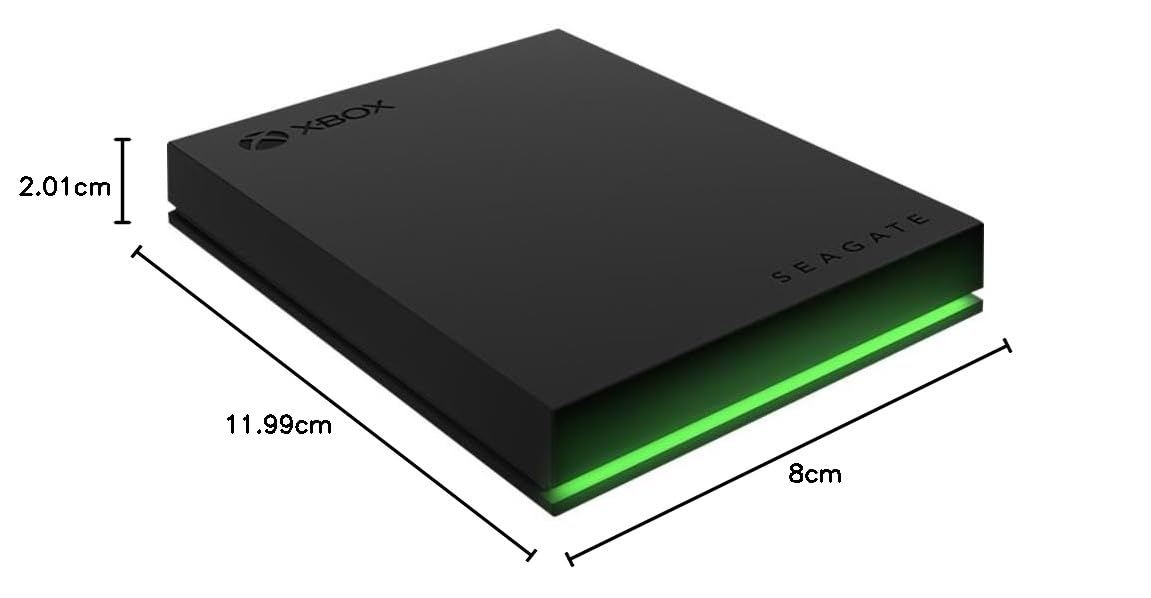 Seagate Game Drive for Xbox 2TB External Hard Drive Portable HDD - USB 3.2 Gen 1, Black with Built-in Green LED bar, Xbox Certified, 3 Year Rescue Services (STKX2000400)