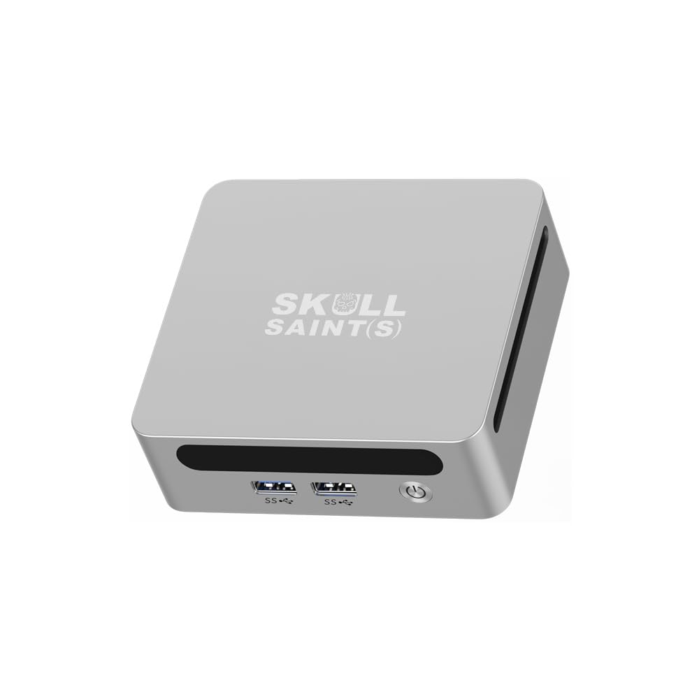 SKULLSAINTS Corex Mini PC Powered By AMD Ryzen 9 5900HX (8C, 16T), Triple Display Support, Wi-Fi 6E, Bluetooth 5.3, Compact Design, Win 11 Pro (Silver, Ryzen 9 5900HX, 512, GB, Windows 11 Pro, 16, GB)