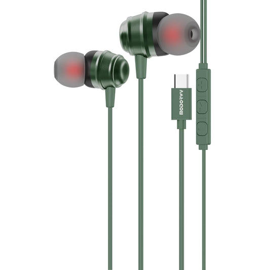 Modorwy Bassix Original USB-C Headphone | 14.2mm Drivers Surround Sound | DAC Chip-100% Support | in-Line Mic Type C Headphone | Compatible with i15, i16,Flip,Fold,S Series,1+ & Others (Olive Green)