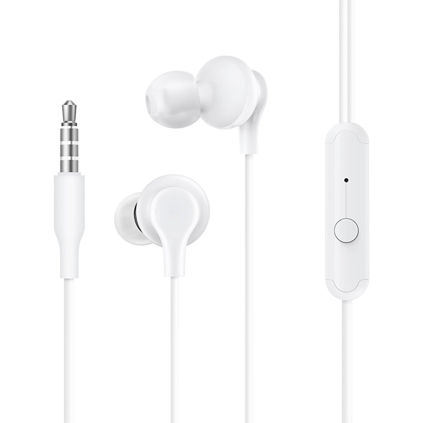 Earphones for Vivo Y21T / Y 21 T Earphones Original Like Wired Noise Cancellation In-Ear Headphones Stereo Deep Bass Head Hands-free Headset Earbud With Built in-line Mic, Call Answer/End Button, Music 3.5mm Aux Audio Jack (VIW1, White)
