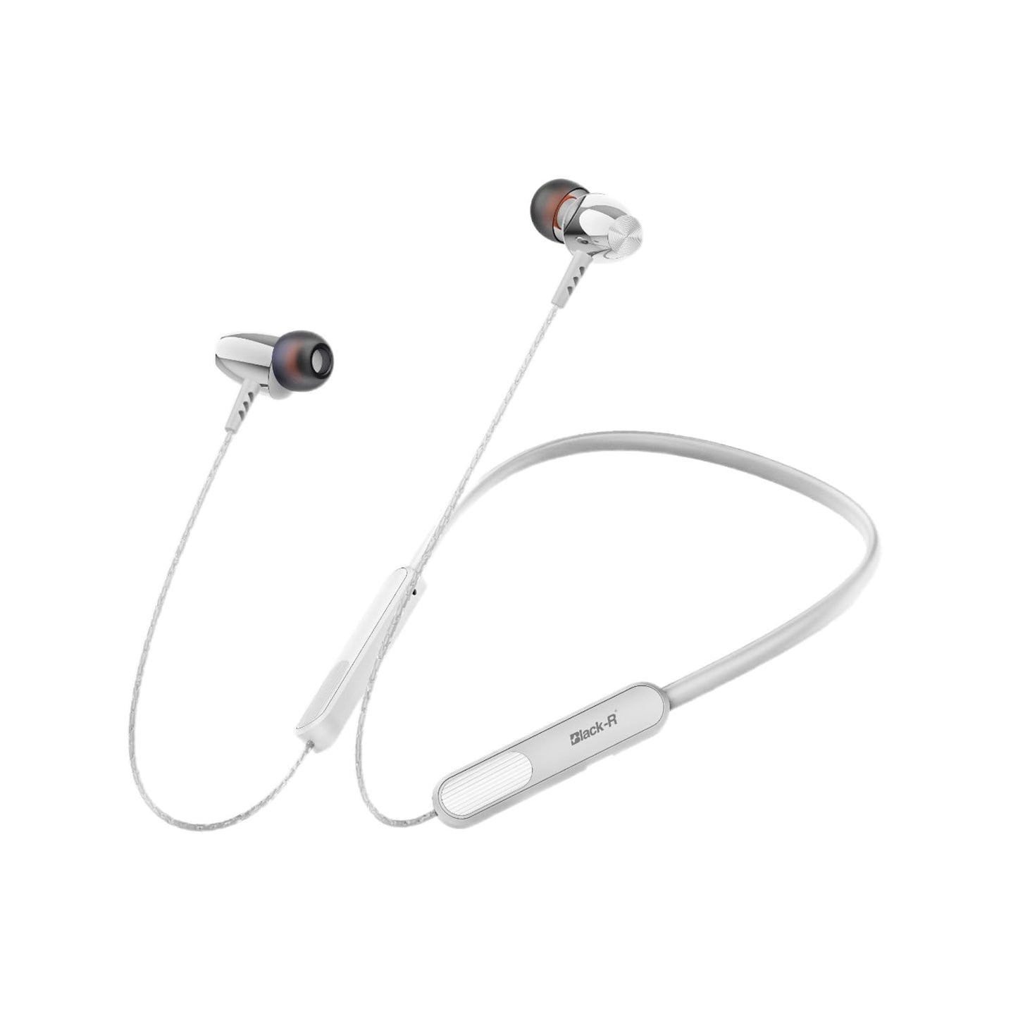 Black-R Wireless Earphone Bluetooth Headphones in Ear Neckband with Upto 130 Hours Playback, Bluetooth V5.4, Smart Bass, Lowest Latency Gaming, Wireless Headset, R-008 (Black)