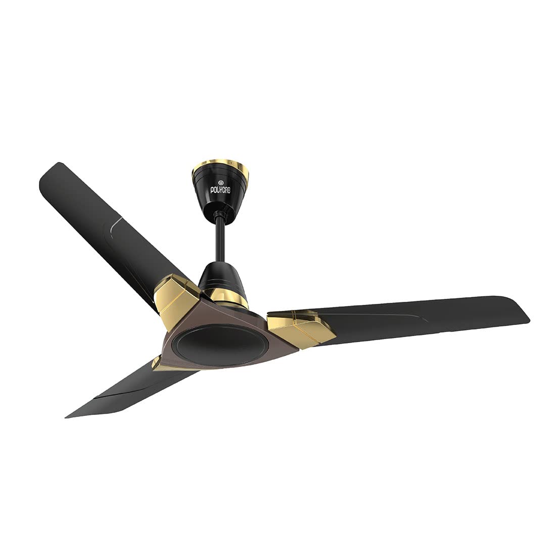 Polycab Aereo Plus Star Rated, 1200mm Ceiling Fan For Home | High Speed & Air Delivery | Saves Up To 33% Electricity, 100% Copper, Rust-Proof Blades, 52 Watt【Matt Black Choclate Gold】