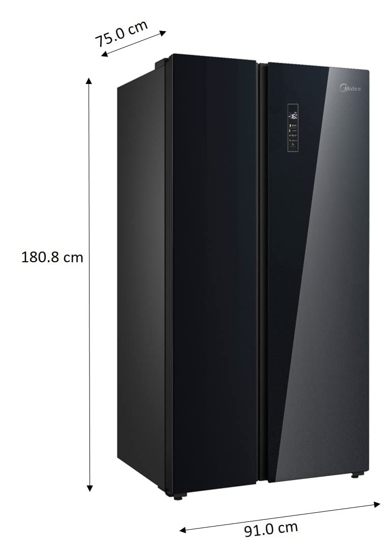 Midea 661 L Side By Side Refrigerator With Inverter (Mdrs853Fgg22Ind, Black, Glass Finish) - 1 Star, Frost Free