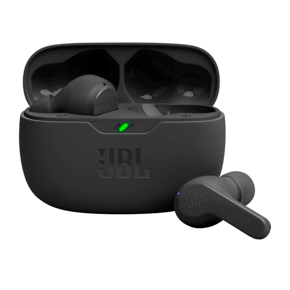 JBL Vibe Beam in-Ear Wireless Earbuds (TWS) with Mic,App for Customized Extra Bass Eq,32 Hours Battery&Quick Charge,Ip54 Water&Dust Resistance,Ambient Aware&Talk-Thru,Google Fastpair (Black)