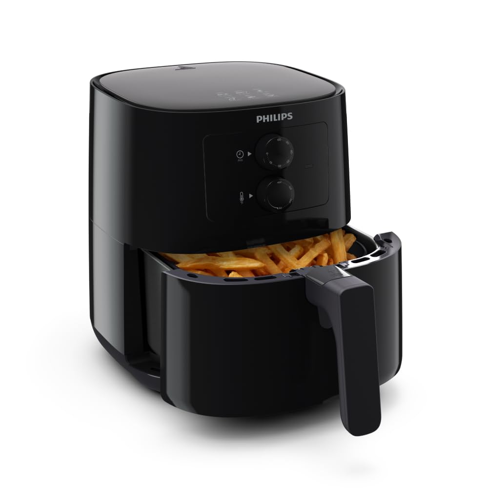 PHILIPS Air fryer for Home, 4.1 Liter, with RapidAir Technology (Black), with additional 1 Yr Warranty by Philips, uses up to 90% less fat (HD9200/90)