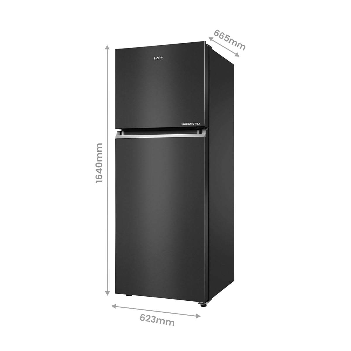 Haier 328 L, 3 Star, Convertible 10-in-1, Triple Inverter & Dual Fan Motor Technology, Frost Free Double Door Refrigerator (HEF-333GB-P, GE Black)