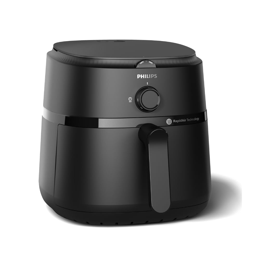 PHILIPS Air Fryer NA130/00, uses up to 90% less fat, 1700W, 6.2 Liter, with Rapid Air Technology (Black), Extra Large