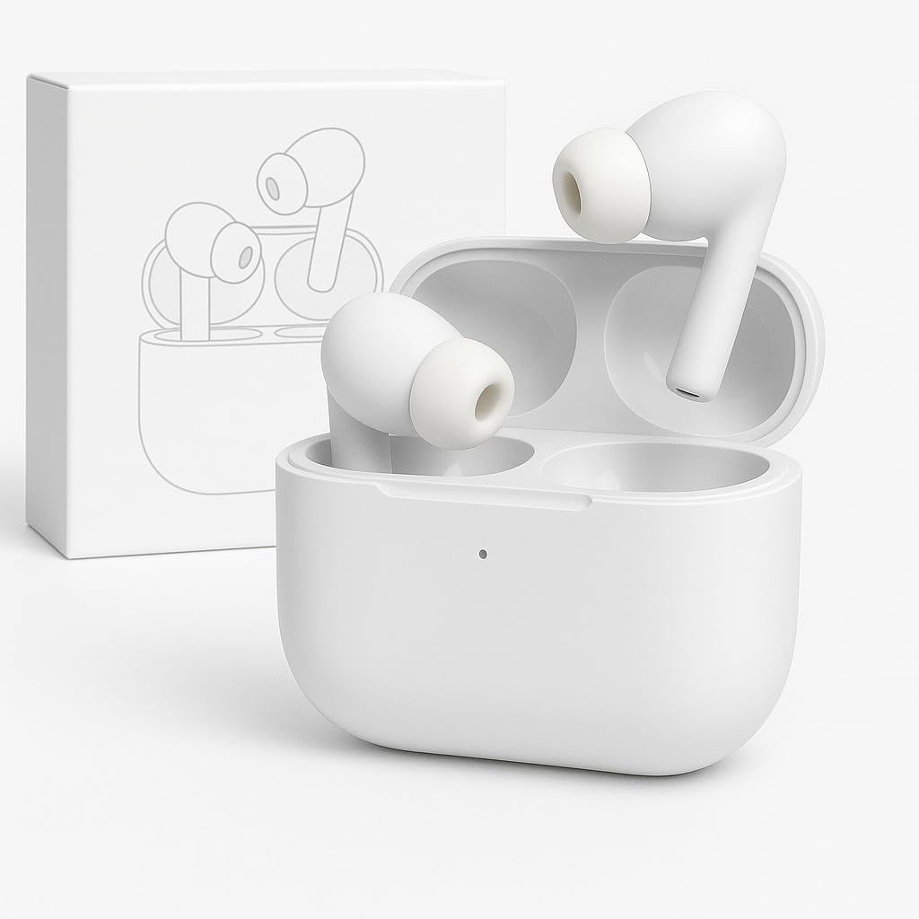 VARNIADRF Wireless Earbuds Bluetooth 5.1 TWS Earphones Full Touch Control Headphones Built-in Microphone Immersive Sound Quality Ensure Fast Stable & Connection Smart LED Headset Sports Bud (white)