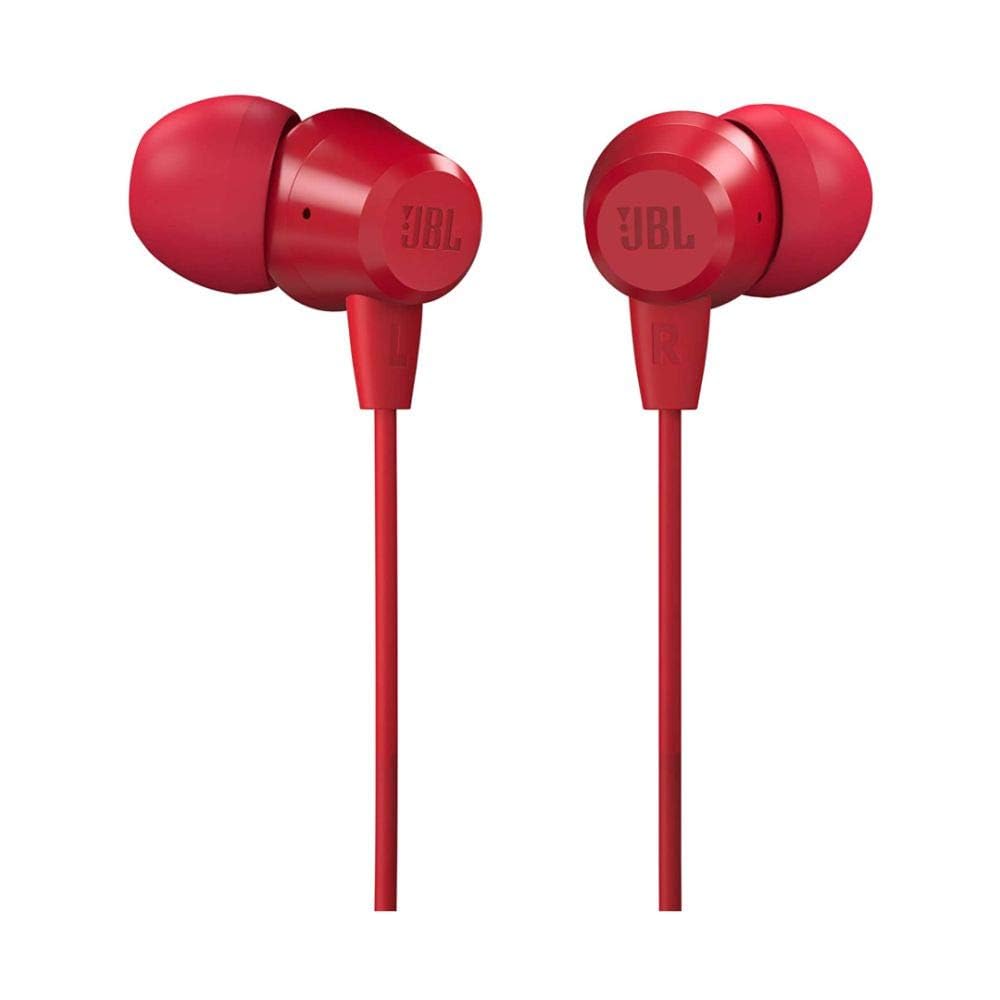 JBL C50HI, Wired in Ear Headphones with Mic, One Button Multi-Function Remote, Lightweight & Comfortable fit (Black)