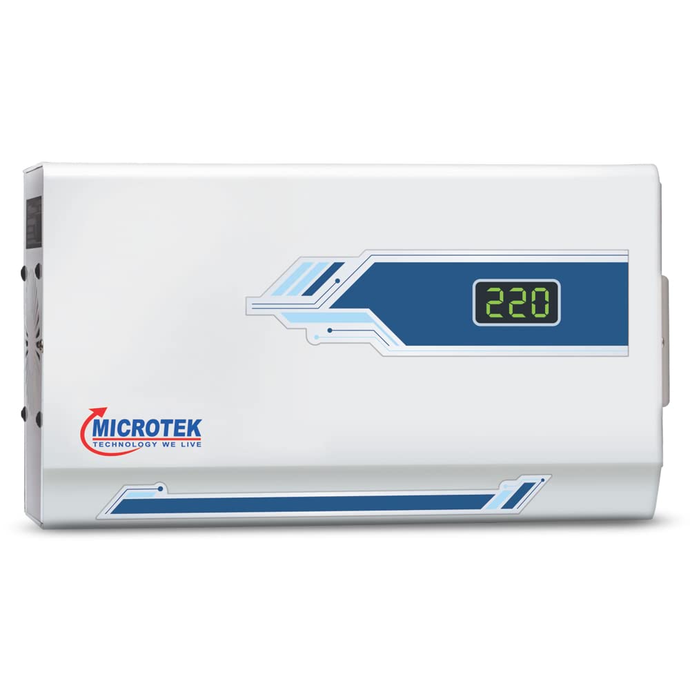 Microtek Pearl EM 4160+ Digital Display Wall Mounted Automatic Voltage Stabilizer Upto 1.5 Ton AC Air Conditioner Working Power 160V - 285±5V with 3 Year Warranty