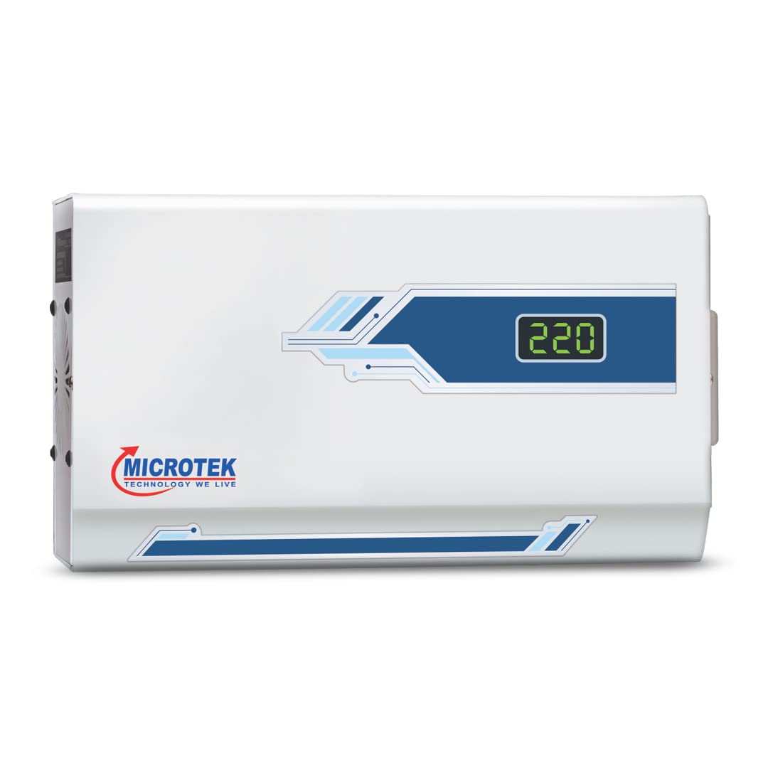 Microtek Pearl EM 4160+ Digital Display Wall Mounted Automatic Voltage Stabilizer Upto 1.5 Ton AC Air Conditioner Working Power 160V - 285±5V with 3 Year Warranty