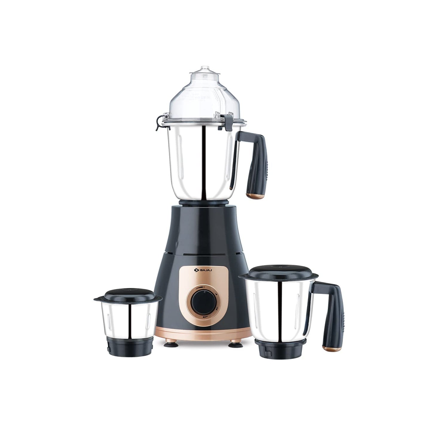 Bajaj GX-1 Mixer Grinder 500W | Superior Mixie For Kitchen | 2-In-1 For Dry Grinding | Blade Function With Titan Motor | 3 Stainless Steel Mixer Jars | 1 Year Product Warranty By Bajaj 【Black】