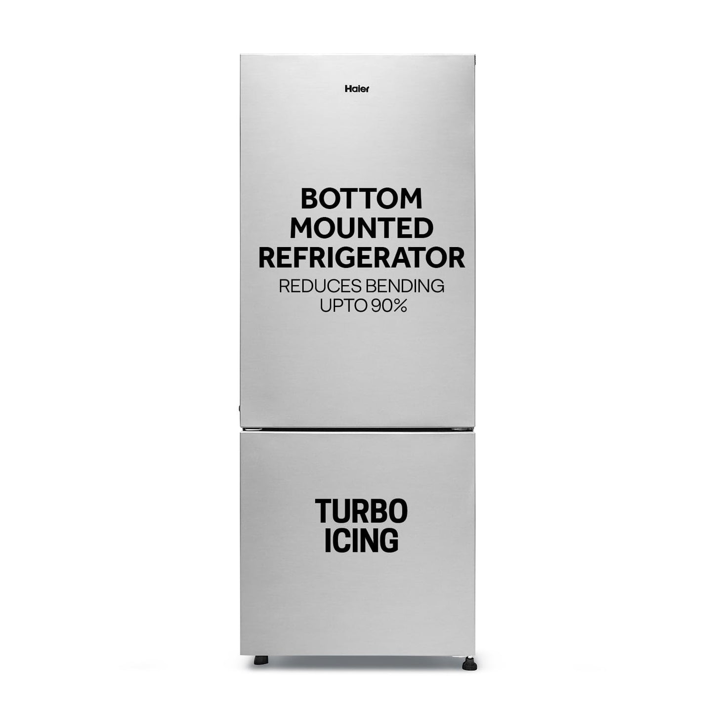 Haier 325 L 2 Star Frost Free Bottom Mount Double Door Refrigerator | Jhukna Mat - Bottom Freezer | Twin Inverter | Twist Ice Maker | 1 Hour Icing Technology (HRB-3502BS-P, Brushline Silver)