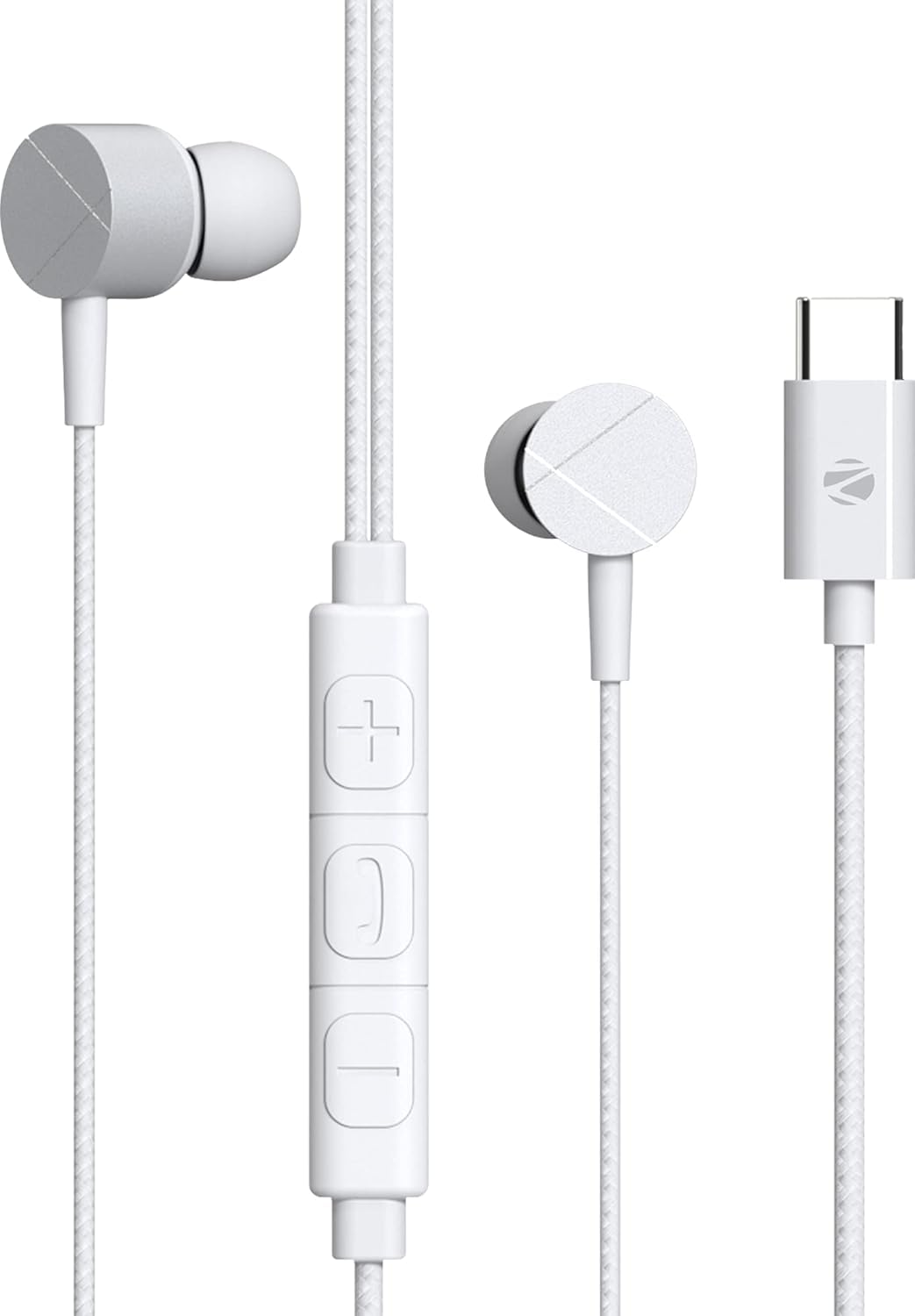 ZEBRONICS Zeb-Buds C2 in Ear Type C Wired Earphones with Mic, Braided 1.2 Metre Cable, Metallic Design, 10mm Drivers, in Line Mic & Volume Controller (Red)