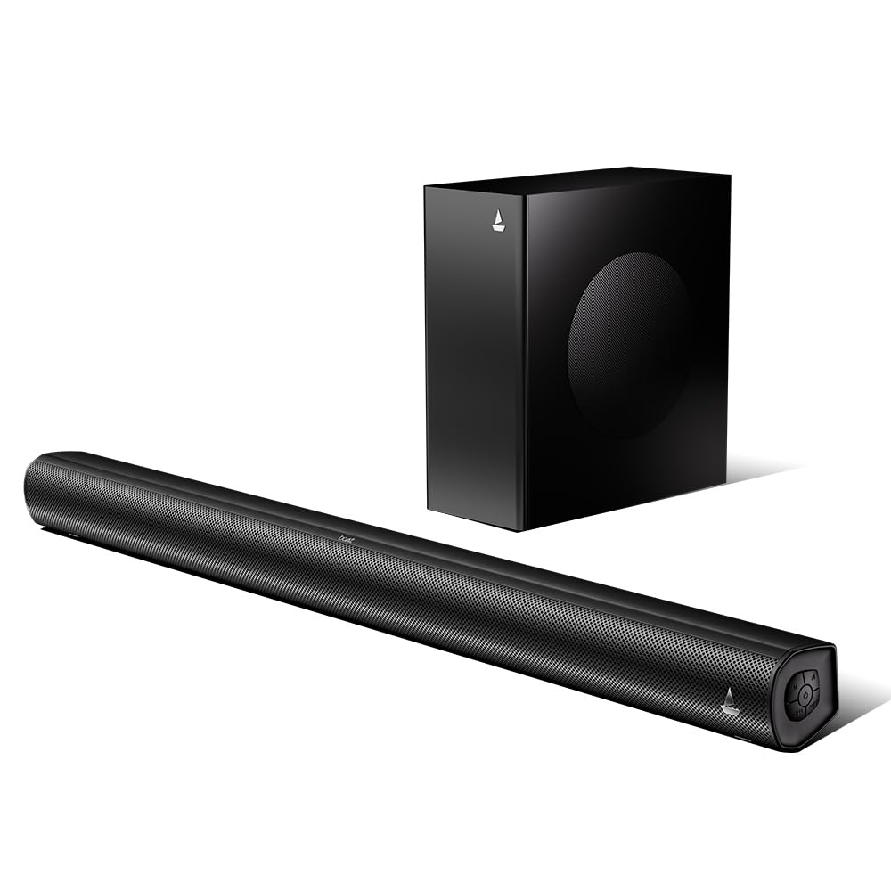 boAt Aavante Prime 5.1 5000DA (2025 Launch), Dolby Atmos, 500W, 5.1CH w/Wired Subwoofer & Wired Satellites, Multi Compatibility, Bluetooth Sound bar, Home Theatre Soundbar Speaker(Premium Black)