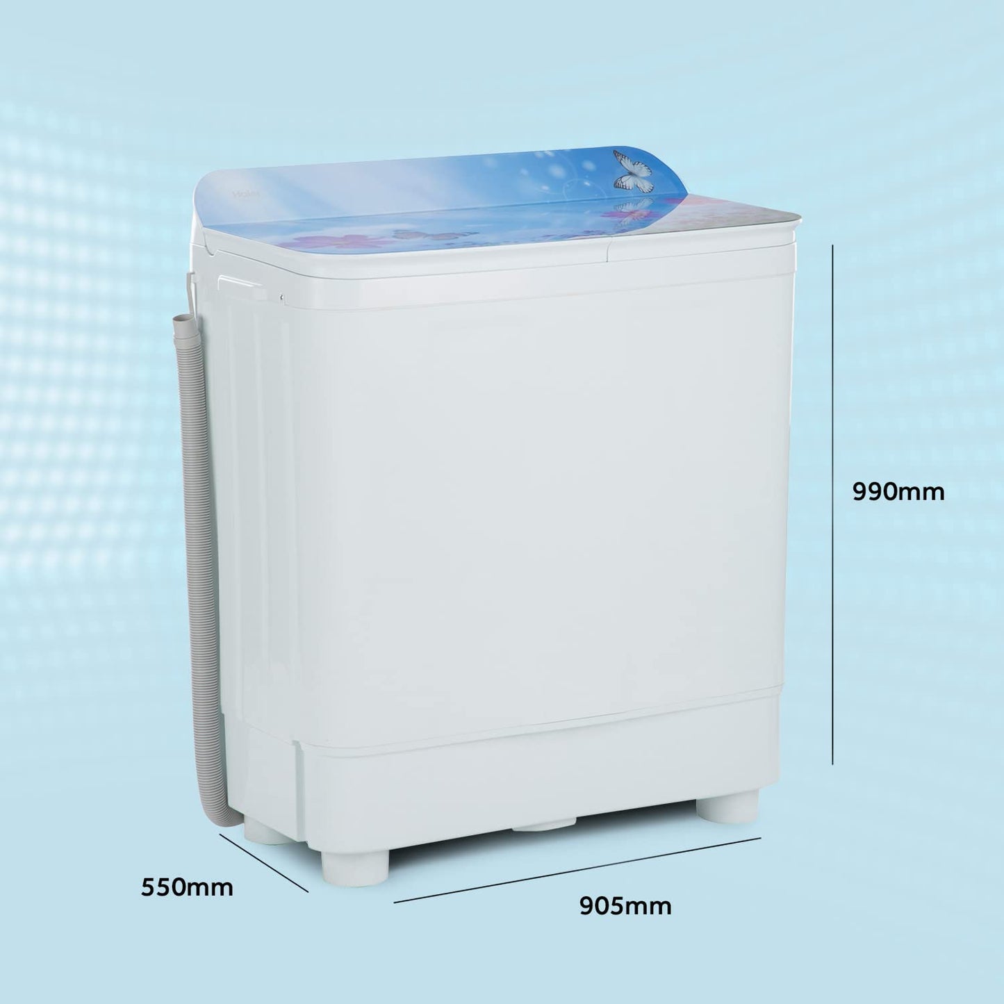 Haier 9.5 Kg 5 Star Voltex Pulsator Semi-Automatic Top Load Washing Machine (HTW95-178, Flowers World)