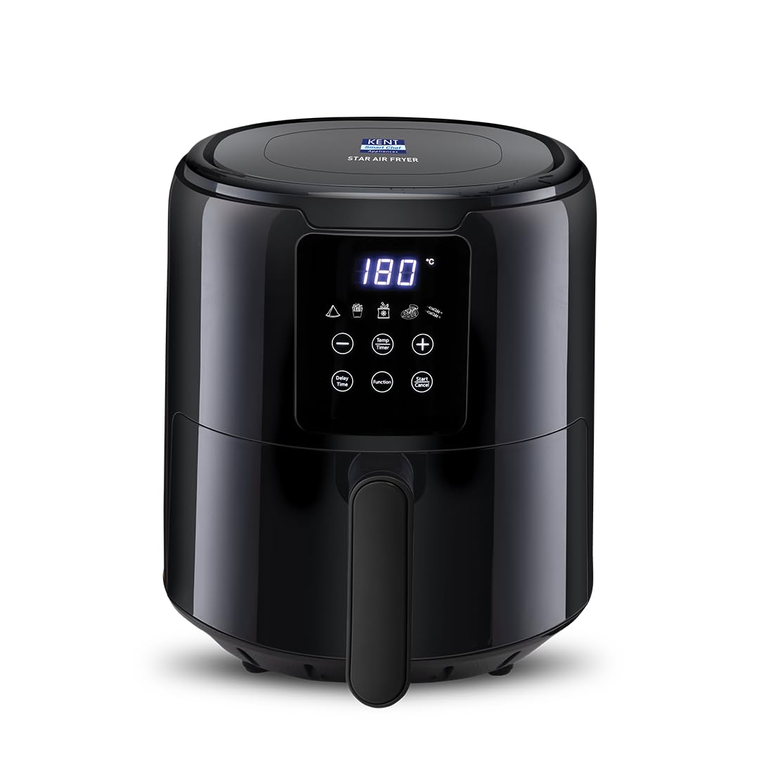 KENT Digital Air Fryer 8L | 1700W | Bake, Grill & Roast | Up to 80% Less Oil Usage | 7 Preset Menu | Digital Display & Touch Control Panel | Glass Window with in built Light | Auto Cut-Off Silver