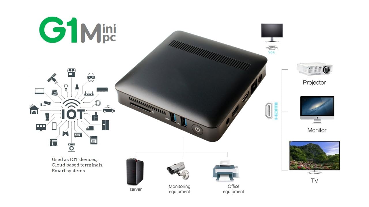 G1 Thin Client PC | Mini PC | Celeron N4020 CPU, 4 Gb Ram, 64 GB Storage 1 Gbps Ethernet + WiFi | for Office | IOT | Automation | The Better, Cheaper, Smarter, Alternative to The Regular Mini pcs
