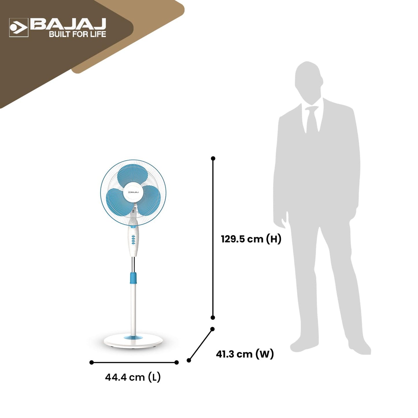 Bajaj Frore Neo 400 MM Oscillating Pedestal Fan For Home | Aerodynamically Balanced Blades | 100% Copper Motor | High Air Delivery | 3-Speed Control | Rust Free | 2 Yrs Warranty 【Blue】