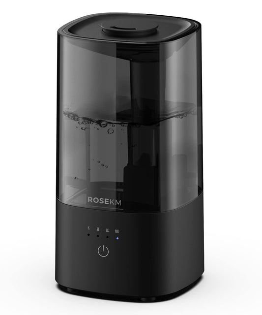 ROSEKM Cool Mist Ultrasonic Humidifier, 2.0L Humidifiers for Bedroom and Baby Nursery, Small Quiet Air Humidifier, Ultrasonic, Auto Shut-Off, 360° Nozzle