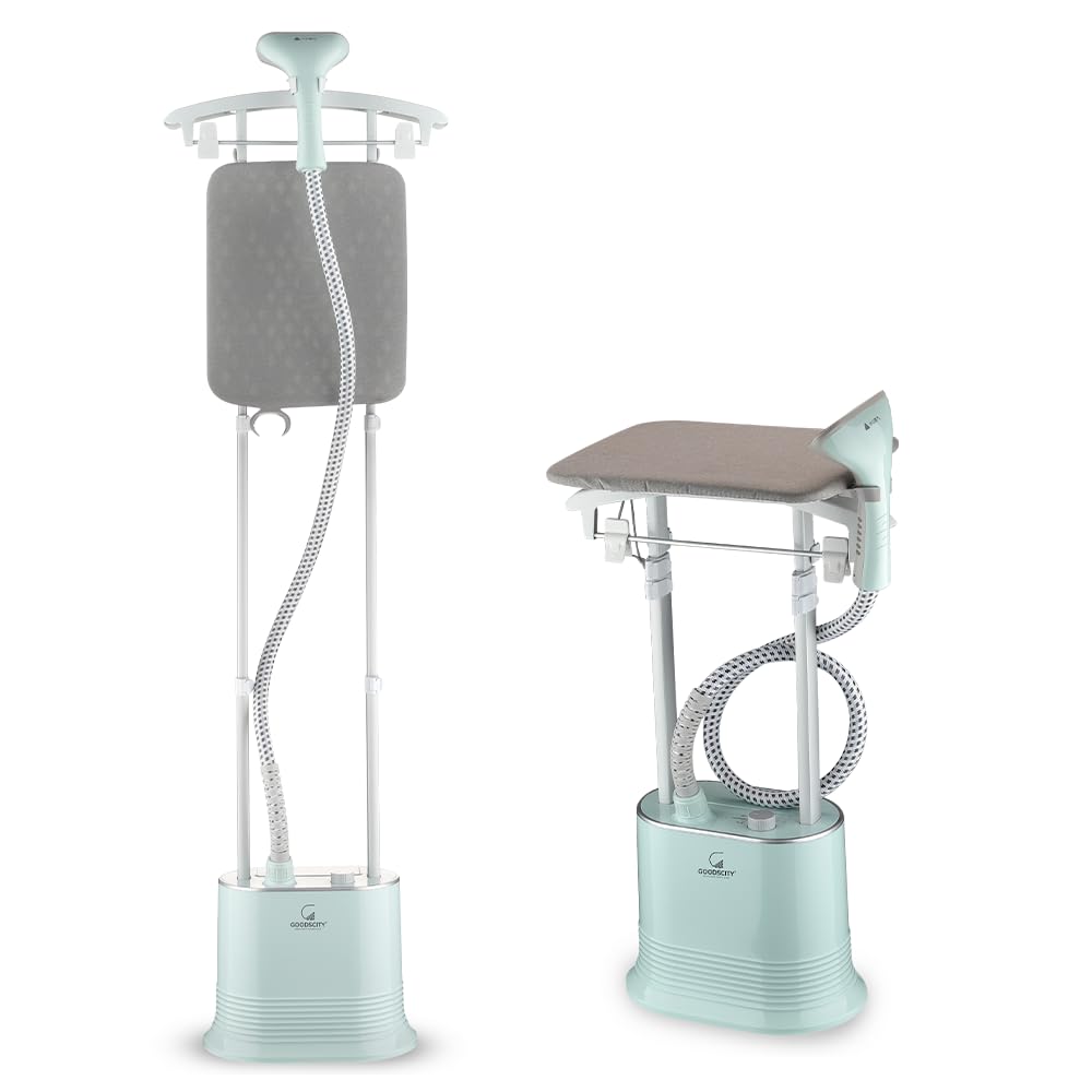 Goodscity handheld garment steamer for clothes, Vertical & Horizontal Steam iron for clothes, 30s Fast heating,1200 Watt Portable Steam press,250ml tank, Glove, Measuring cup & Brush,1 year Waranty