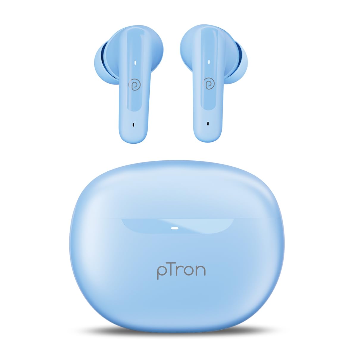 pTron Bassbuds Astra in-Ear TWS Earbuds with Stereo Sound, 34Hrs Playtime, Stereo Calls, Bluetooth V5.3 Headphone with Quick Pairing, Touch Control, Voice Assist, Type C Charging & IPX4 (Light Blue)