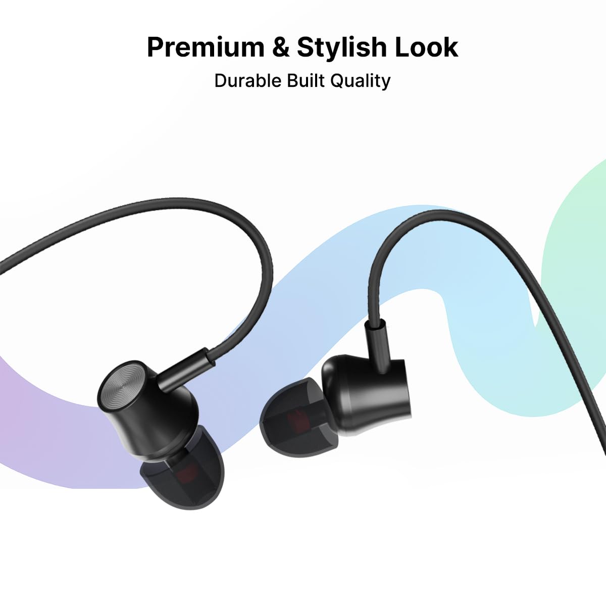 pTron Newly Launched Tangent Evolve w/ 50Hrs Playtime, HD Mic, Pristine Sound, Bluetooth V5.3 with Dual-Device Pairing Wireless Neckband, Voice Assistant, Type-C Fast Charging & IPX4 (Black)