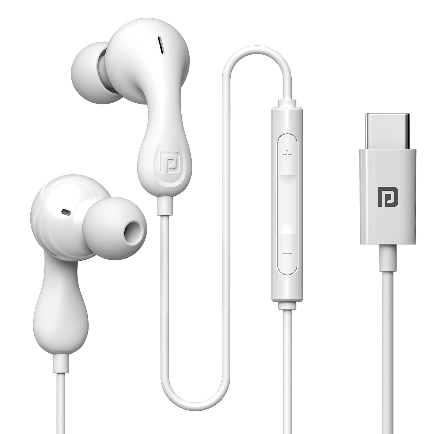 Portronics Conch Kappa C in Ear Type C Wired Earphones with In Line HD Mic, Powerful Audio, 14.2mm Dynamic Driver, Unique Earbuds Design,TPE Anti Tangle Wire,In line Controls,Wide Compatibility(White)