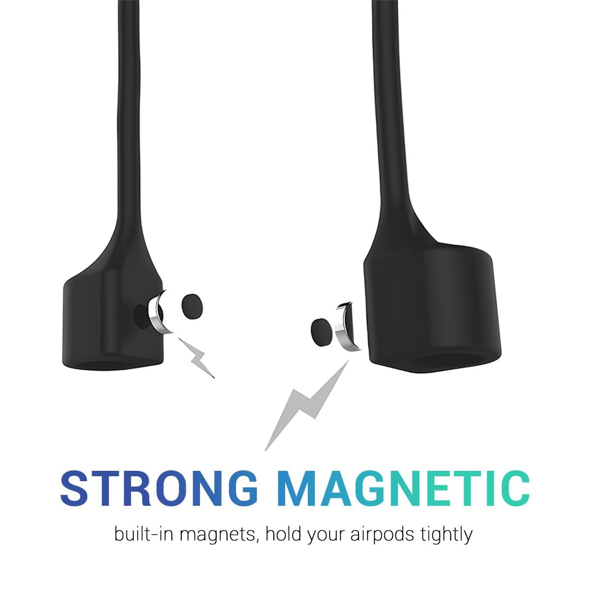 KEKOZE Anti-Lost Magnetic Strap Silicone Cable Connector String Compatible with Apple Wireless Pro/Pro 2/1,2&3 / Neck Rope Cord - Black